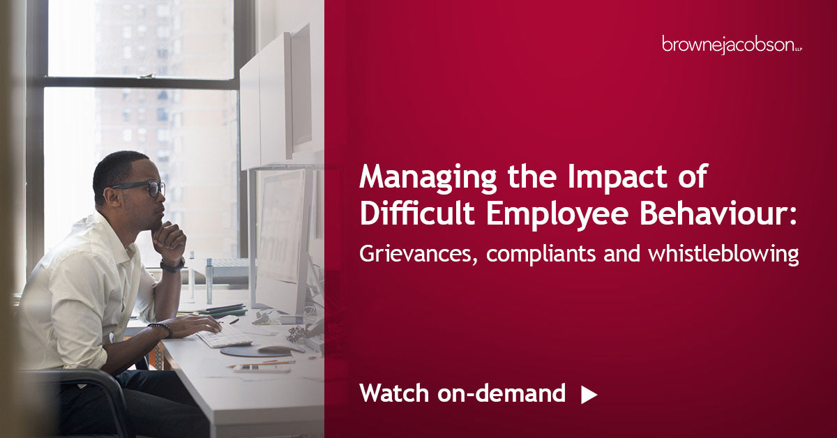 Grievances, complaints and whistleblowing. Managing the impact of difficult behaviour
