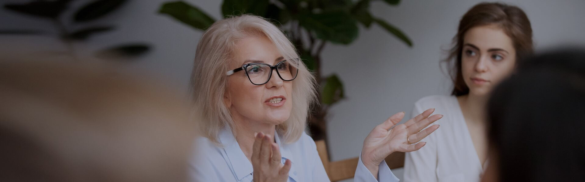 Image of someone speaking in a meeting